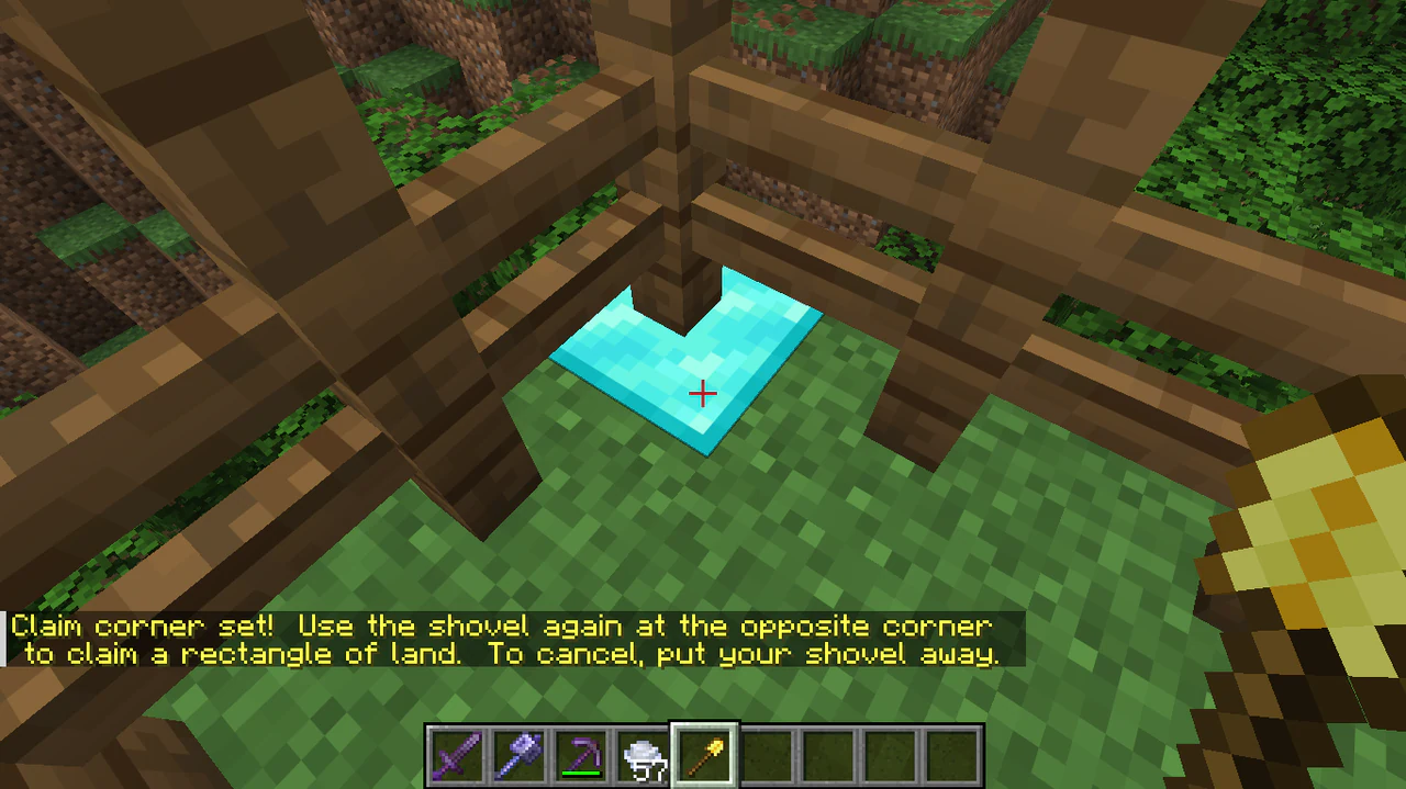 The first claim corner highlighted with instructions to choose the opposite corner